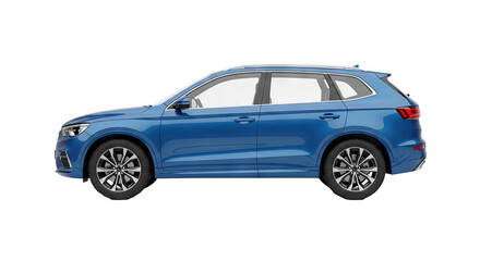Obraz premium Blue SUV car with silver accents and alloy wheels, studio shot