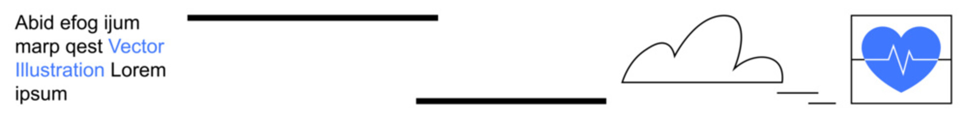 Health technology, cloud services, innovation, remote monitoring, medical tech, data connectivity. Minimal cloud and blue heartbeat icon. Health technology and cloud services concept