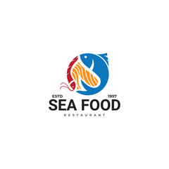 Seafood or fish shrimp crab restaurant logo