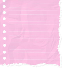 Pink Torn Lined Notebook Ripped Edge Paper, Ransom Paper Texture Cutout Element
