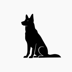 Obraz premium A striking black silhouette of a german shepherd dog sitting attentively showcasing its noble profile silhouette high quality professional detailed modern elegant stylish