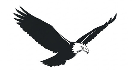 Obraz premium Majestic bald eagle flying with outstretched wings in mid air