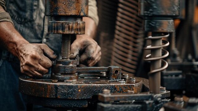 Blacksmith at Work in a Forging Workshop
