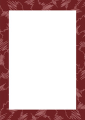 Artistic Photo Frame with a Deep Maroon Border Featuring Intricate Scribbled and Tangled Line Patterns Surrounding a Blank White Rectangular Center for Creative Graphic and Poster Design