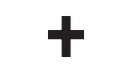 Obraz premium Black Plus Sign on White Background in Minimalist Style with High Contrast Lighting for Medical or Mathematical Symbol