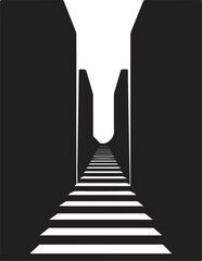 Fototapeta premium Stairway to Light, Minimalist Black and White Illustration Art