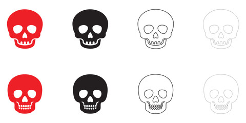 skull icon vector set, human skull vector, silhouette and line art illustration © GraphicsHub