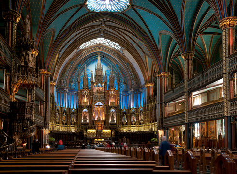 Canada, Quebec, Montreal.   Notre Dame Basilica interior