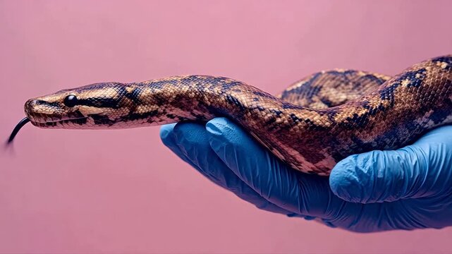 Snake on gloved hand
