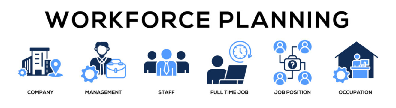 Glyphcolor - Workforce Planning web banner icon vector illustration concept for business with icon of company, Management, staff, full time job, job position,.