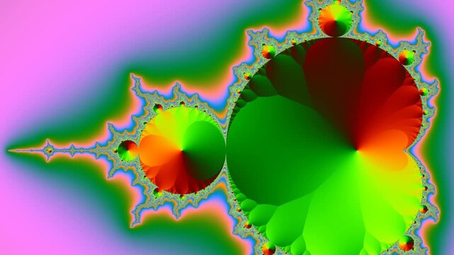 Colorful fractal zoom animation, mathematical infinite detail pattern background