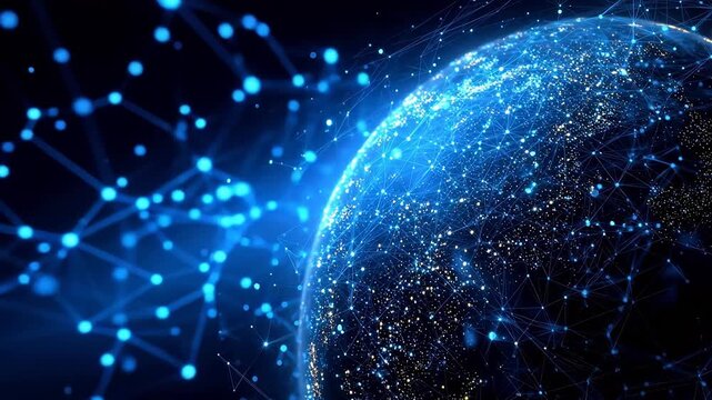 Blue globe with network connections