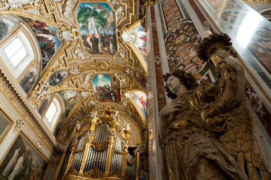 Italy, Lazio, Cassino.  The Cathedral in the abbey of Monte Cassino.  Destroyed by allied bombing in World War II, rebuilt with US money after the war.