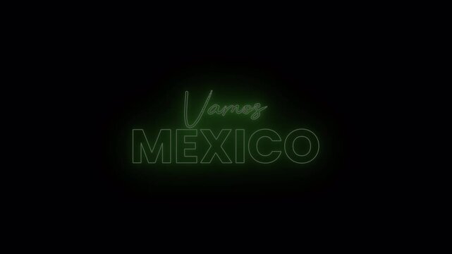Vamos Mexico Neon Glow Text Animation Electric Green Light Typography Background