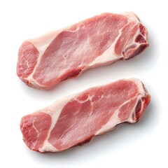 Fototapeta premium Fresh Raw Pork Chops on White Background for Cooking and Culinary Presentation