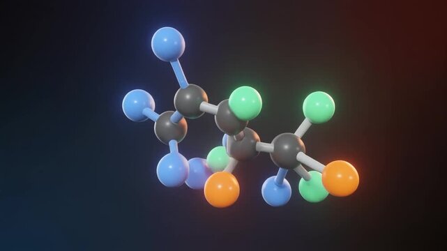 3D molecular model with colored spheres and rods representing atoms and bonds, symbolizing chemistry, biology, and scientific visualization.
