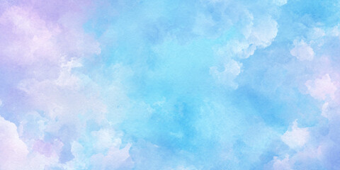 A serene pastel sky with fluffy clouds exhibiting a gentle blend of blue pink and white hues
