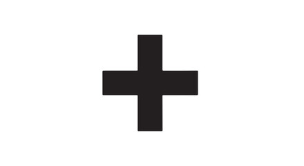 Obraz premium Black plus sign on white background in minimalist design with simple lighting for medical icon