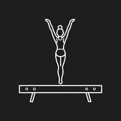 Obraz premium Silhouette of Female Gymnast Balancing on Beam with Raised Arms