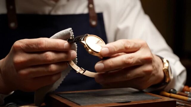 Watchmaker Cleaning and Assembling Luxury Watches.