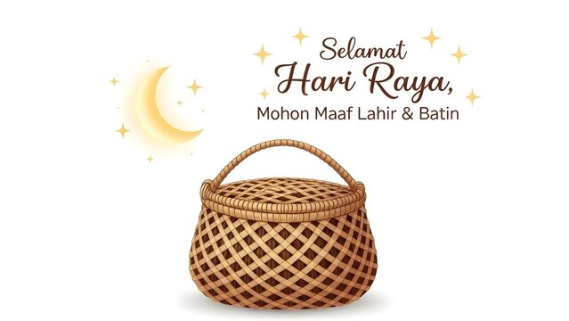 Traditional woven basket celebrating the islamic festival of hari raya aidilfitri