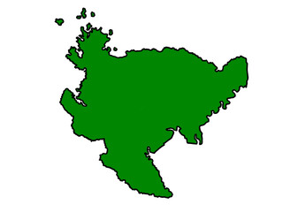 佐賀県の地図（縁取りグリーン）