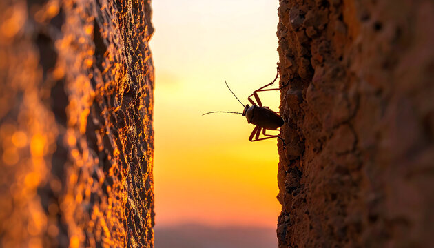 Kissing Bug Shadow on Wall Emotional High Contrast Sunset Scene