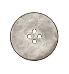 Metallic Four-Hole Button on White Background
