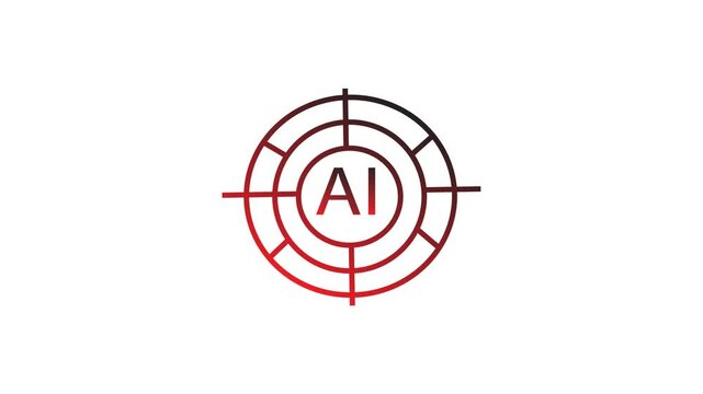 The icon's animation displays a stylized aiming or target symbol centered on a light gray background. In the center of the target are the letters "AI" in a clean sans-serif font.