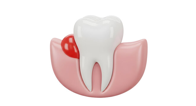 Tooth with dental abscess on gum, dental health issue