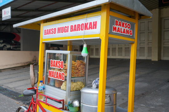 Malang basko carts are marketed by traveling around urban areas. Malang, Indonesia.