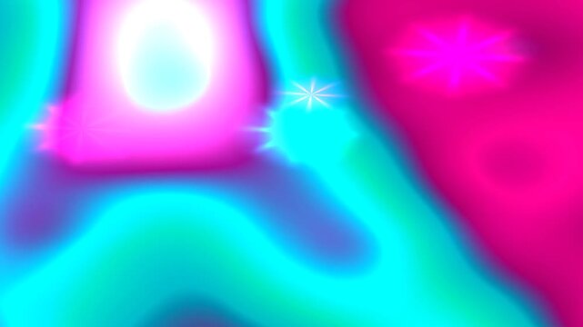 Abstract Fluid Shapes with Neon Pink and Blue Glow