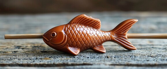 A tiny fish-shaped chopstick rest with glossy finish