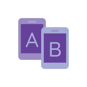 AB testing and mobile app conversion comparison icon