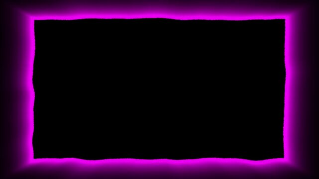 Abstract purple neon glowing energy border frame on black background for video overlay seamless VJ loop