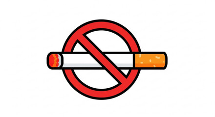 No smoking symbol with red circle and cigarette prohibited sign health warning icon