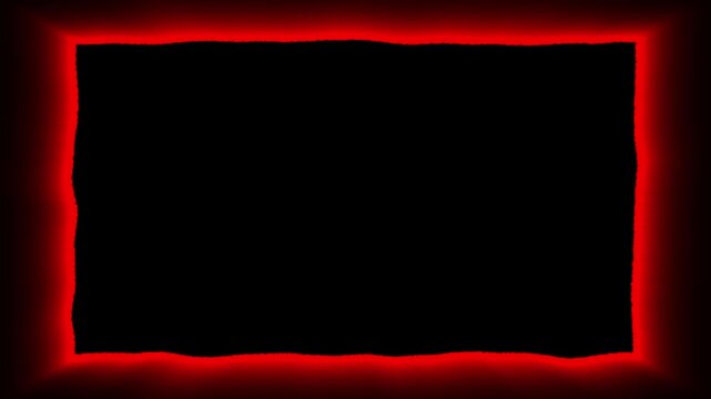 Abstract red neon glowing energy border frame on black background for video overlay seamless VJ loop