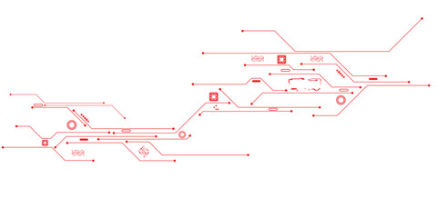 Fototapeta na wymiar Vector abstract technology on red background. Technology red circuit diagram.