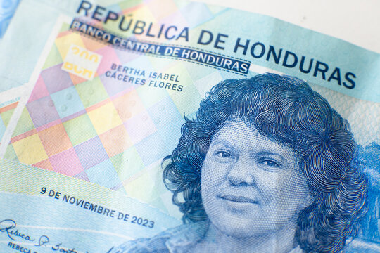 Honduras lempira banknote showing bertha caceres portrait