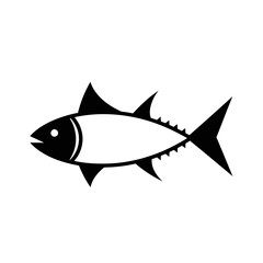 Obraz premium Tuna Fish Silhouette Icon, Simple Vector Illustration, Isolated on White Background