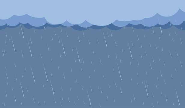 Cloud and rain, rainy season, weather nature background, Flood natural disaster, vector illustration.
