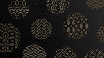 和風のデザイン／金の和柄の背景