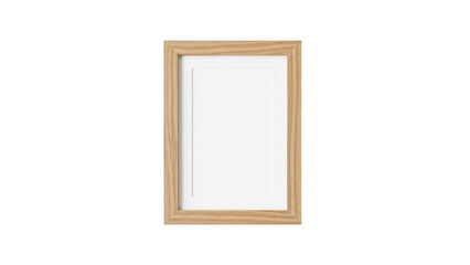 Light brown wooden picture frame, empty and ready for your content, isolated on transparent background