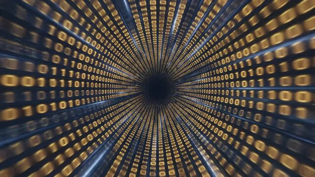 Fast data flow visualization through abstract binary code tunnel motion