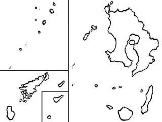 鹿児島県地図 筆タッチ 和風 九州 西日本 / A brushstroke map of Kagoshima Prefecture	