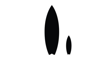 Two black surfboard shapes against a white background a striking silhouette © MDSAJIB