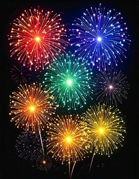 A vibrant display of colorful fireworks exploding in the night sky