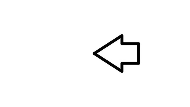 Motion Graphics left arrow icon animation on white background.