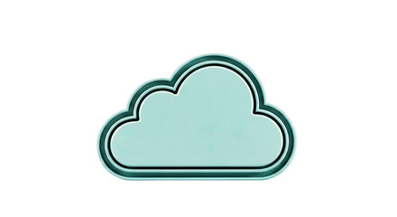 Fototapeta premium 3D Teal Cloud Icon with Dark Outline