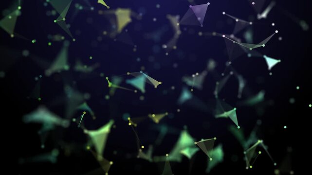 Abstract futuristic communication low poly motion background. Seamless loop.